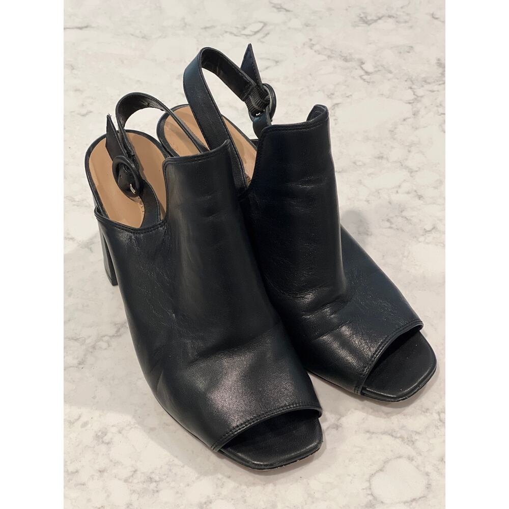 Banana Republic Women’s Leather Slingback Peep Toe Heeled Bootie Size 8 Black‎